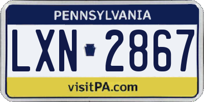 PA license plate LXN2867