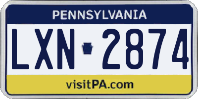 PA license plate LXN2874
