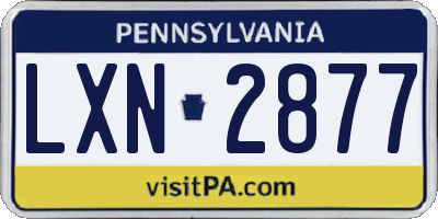 PA license plate LXN2877