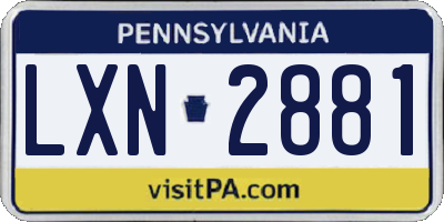 PA license plate LXN2881