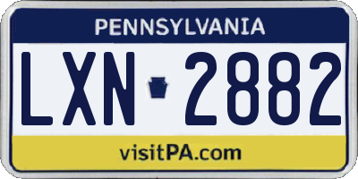 PA license plate LXN2882
