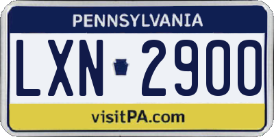 PA license plate LXN2900