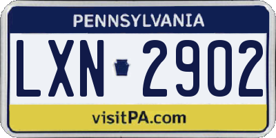 PA license plate LXN2902