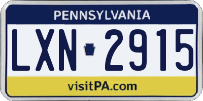PA license plate LXN2915