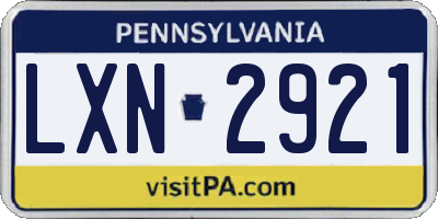 PA license plate LXN2921