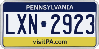 PA license plate LXN2923