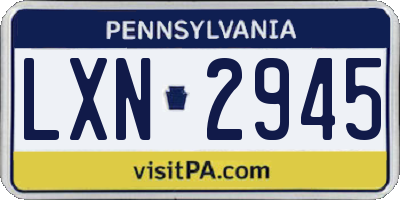 PA license plate LXN2945