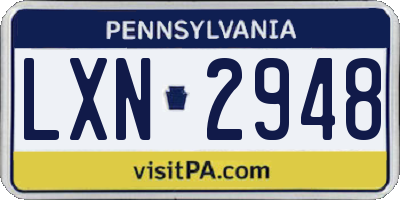 PA license plate LXN2948