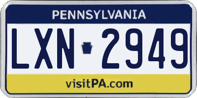PA license plate LXN2949