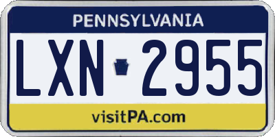 PA license plate LXN2955
