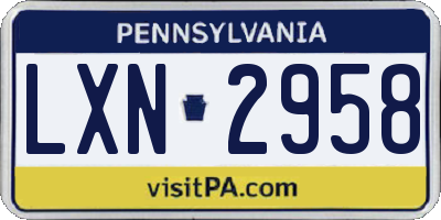 PA license plate LXN2958