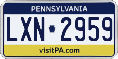 PA license plate LXN2959