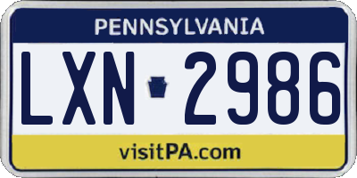 PA license plate LXN2986