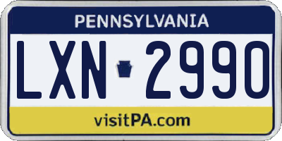 PA license plate LXN2990