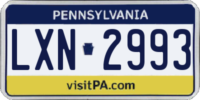 PA license plate LXN2993