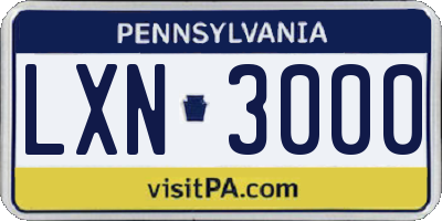PA license plate LXN3000