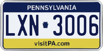 PA license plate LXN3006