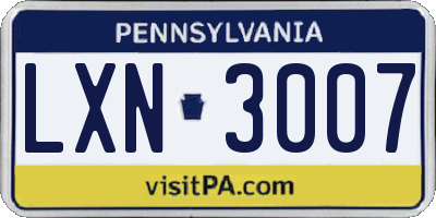 PA license plate LXN3007