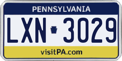 PA license plate LXN3029