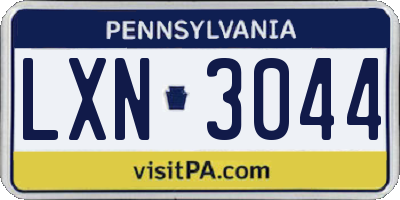 PA license plate LXN3044