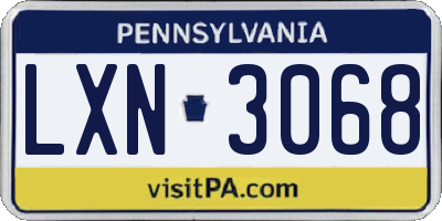 PA license plate LXN3068