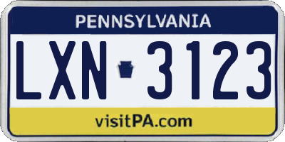 PA license plate LXN3123