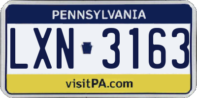PA license plate LXN3163