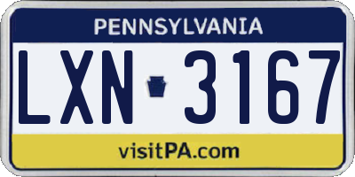 PA license plate LXN3167