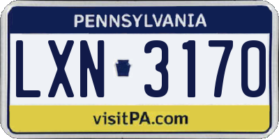 PA license plate LXN3170