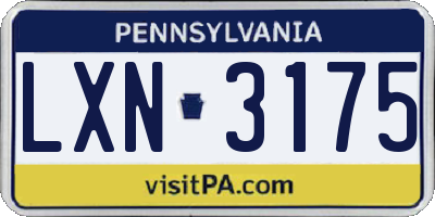 PA license plate LXN3175