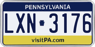 PA license plate LXN3176