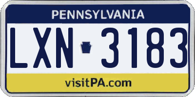 PA license plate LXN3183