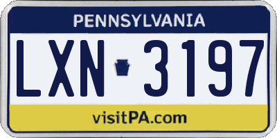 PA license plate LXN3197