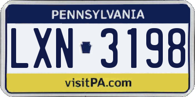 PA license plate LXN3198
