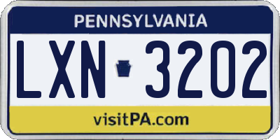PA license plate LXN3202