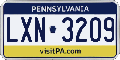 PA license plate LXN3209