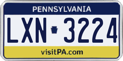 PA license plate LXN3224