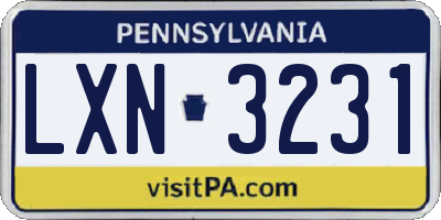PA license plate LXN3231