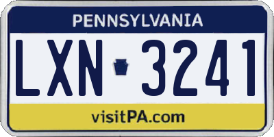 PA license plate LXN3241