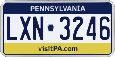 PA license plate LXN3246