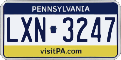 PA license plate LXN3247