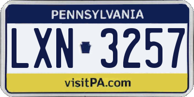 PA license plate LXN3257
