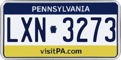 PA license plate LXN3273