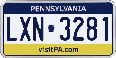 PA license plate LXN3281