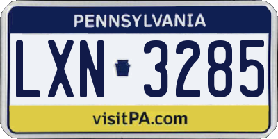 PA license plate LXN3285