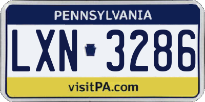 PA license plate LXN3286