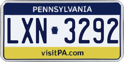 PA license plate LXN3292