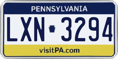 PA license plate LXN3294