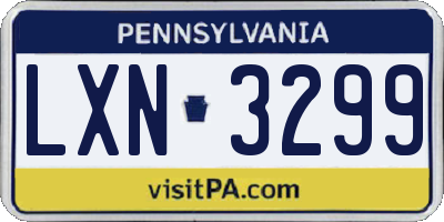 PA license plate LXN3299