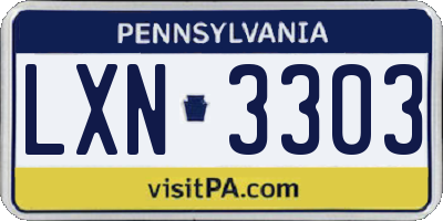 PA license plate LXN3303